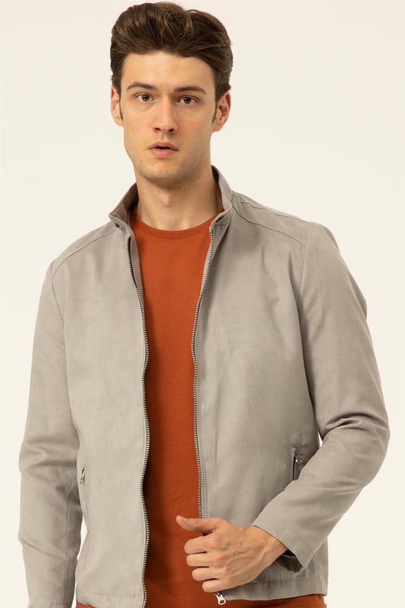 Gri Slim Süet   Mont