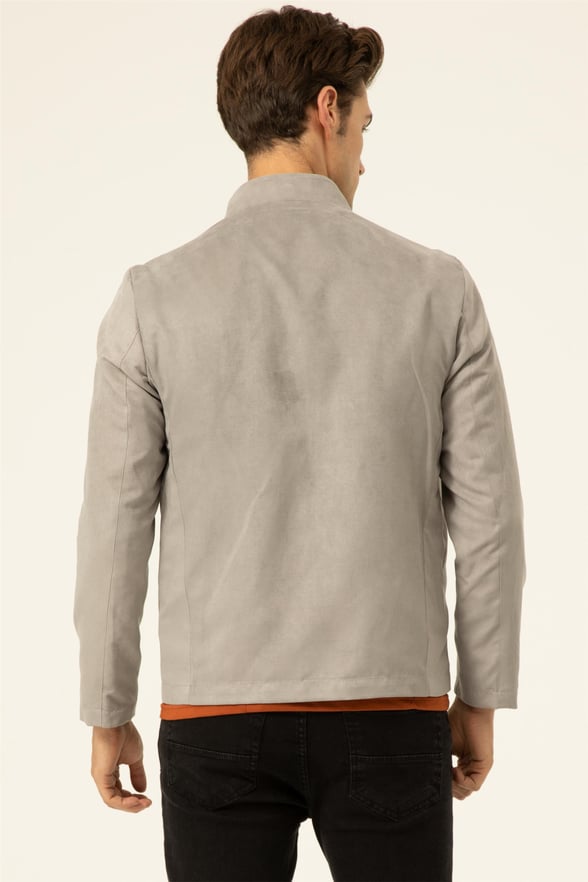 Gri Slim Süet   Mont