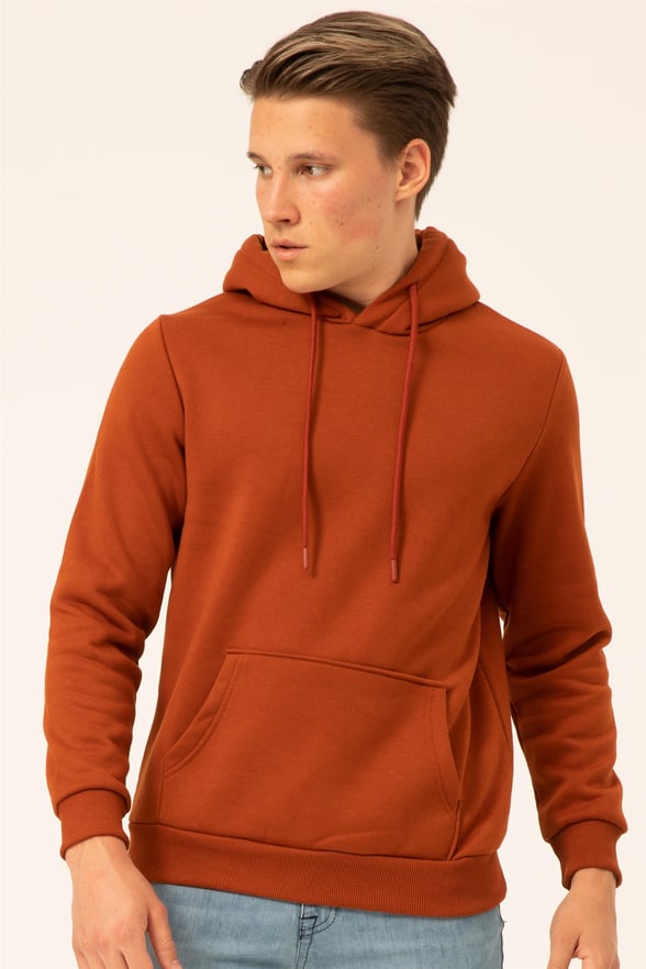 Gül Kurusu Regular Düz Kapişonlu Yaka  Sweatshirt