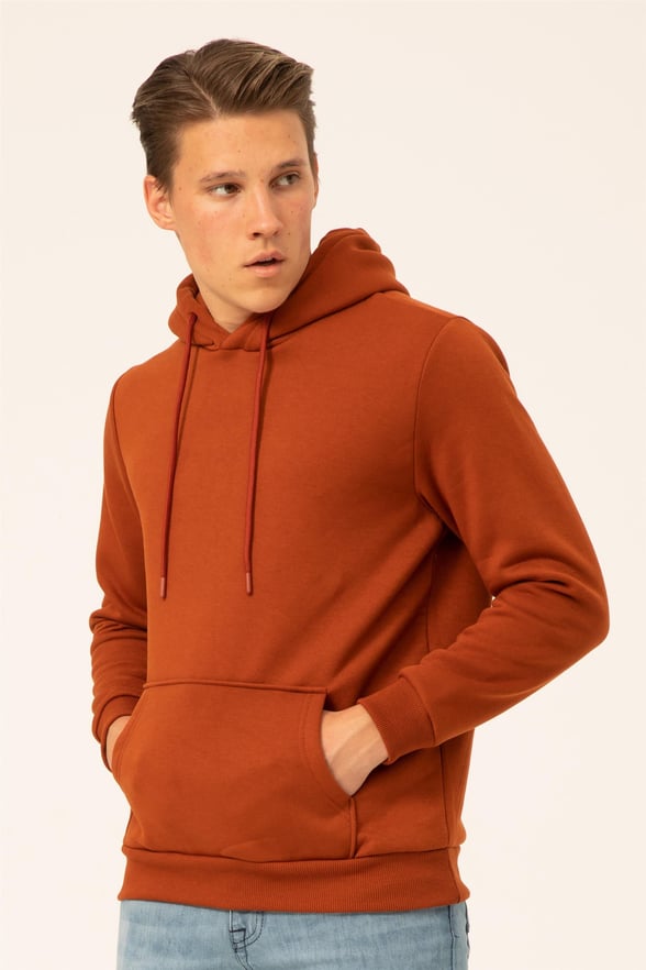 Gül Kurusu Regular Düz Kapişonlu Yaka  Sweatshirt