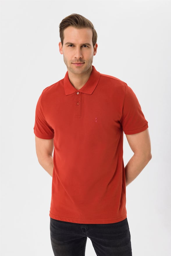 Gül Kurusu Slim Armürlü Polo Yaka  Tişört