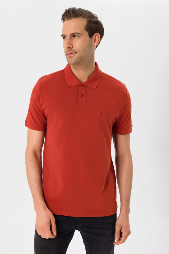 Gül Kurusu Slim Armürlü Polo Yaka  Tişört