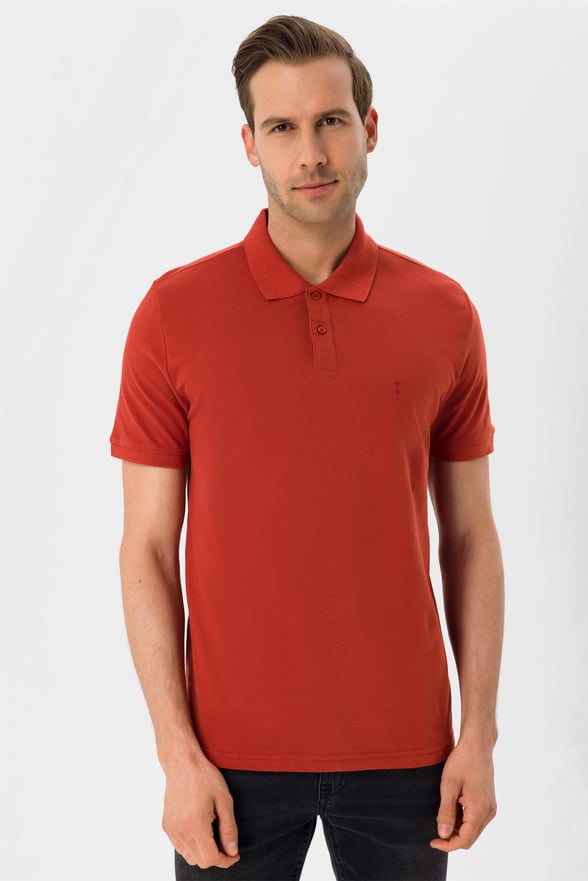 Gül Kurusu Slim Armürlü Polo Yaka  Tişört
