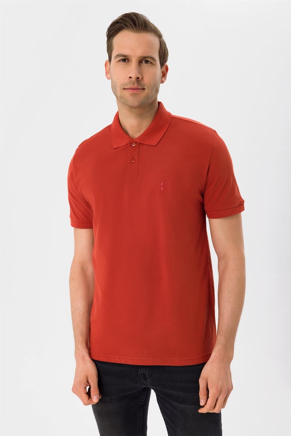 Gül Kurusu Slim Armürlü Polo Yaka  Tişört