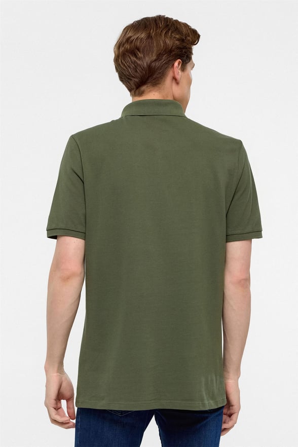 Haki Regular Armürlü Polo Yaka Tişört