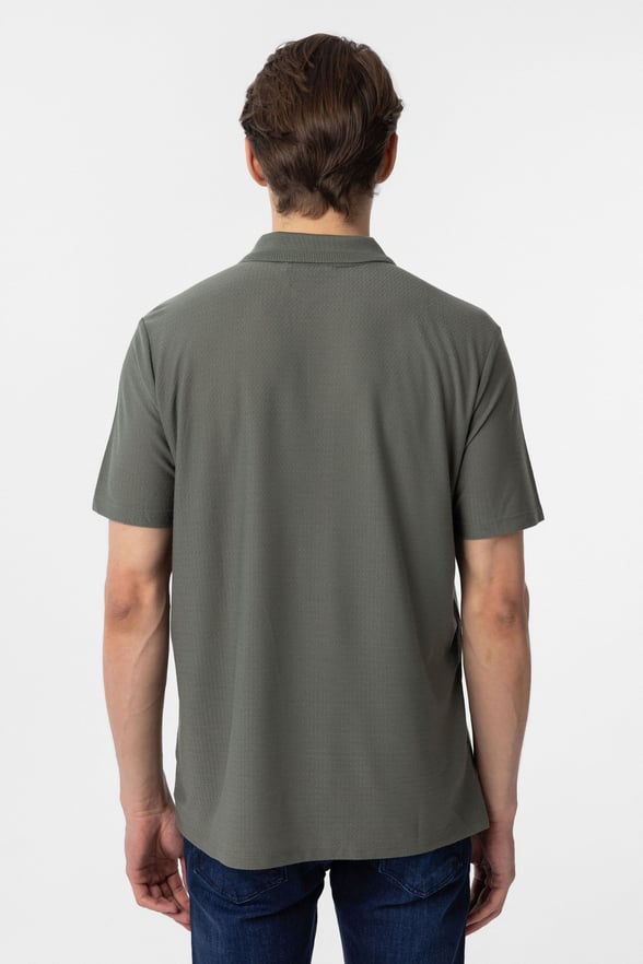 Haki Regular Armürlü Polo Yaka Tişört