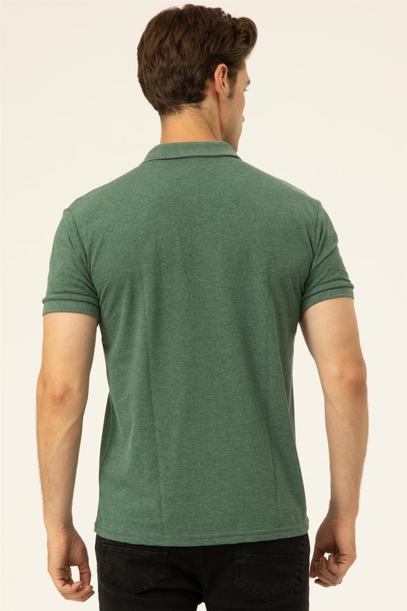 Haki Regular Armürlü Polo Yaka  Tişört