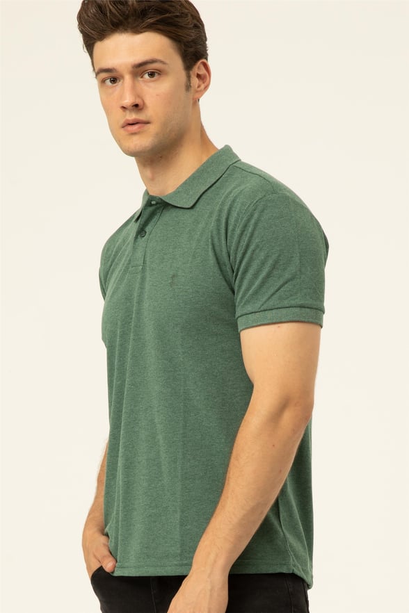Haki Regular Armürlü Polo Yaka  Tişört