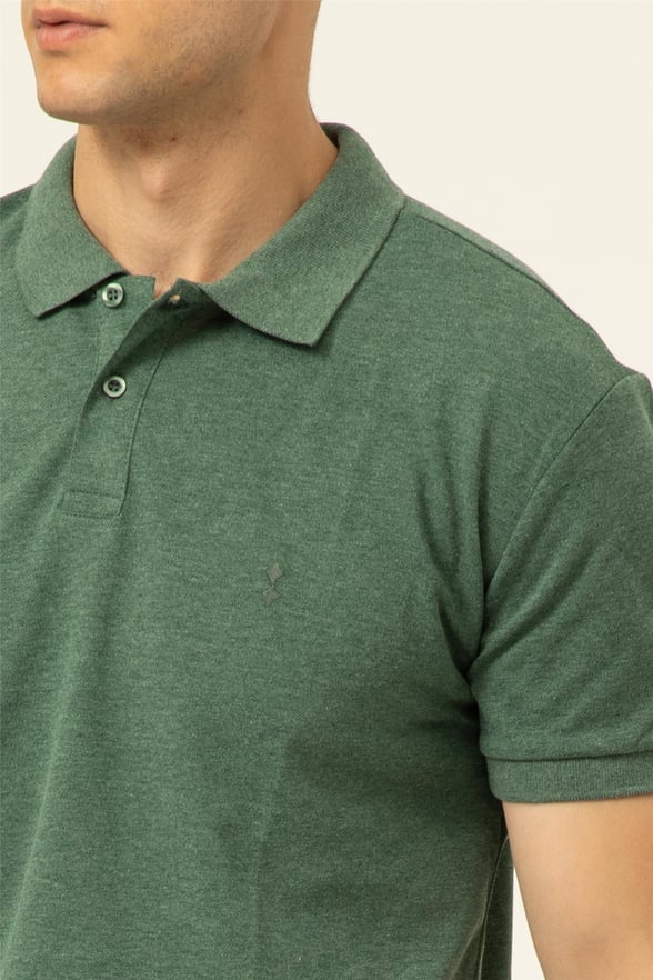 Haki Regular Armürlü Polo Yaka  Tişört