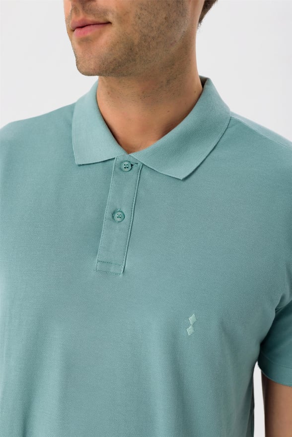 Haki Regular Armürlü Polo Yaka  Tişört