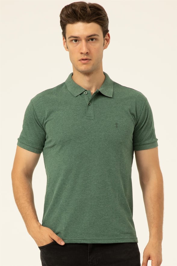Haki Regular Armürlü Polo Yaka  Tişört