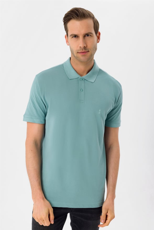Haki Regular Armürlü Polo Yaka  Tişört
