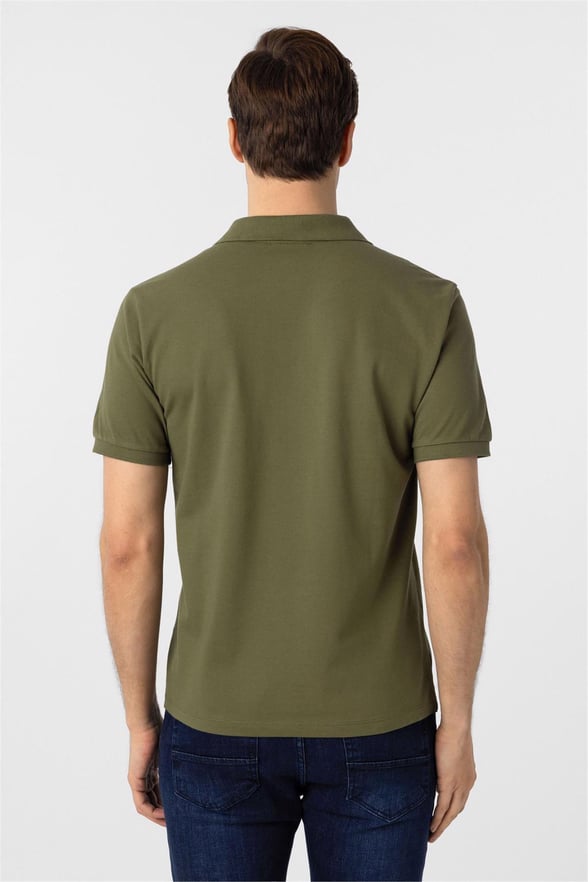 Haki Regular Armürlü Polo Yaka Tişört