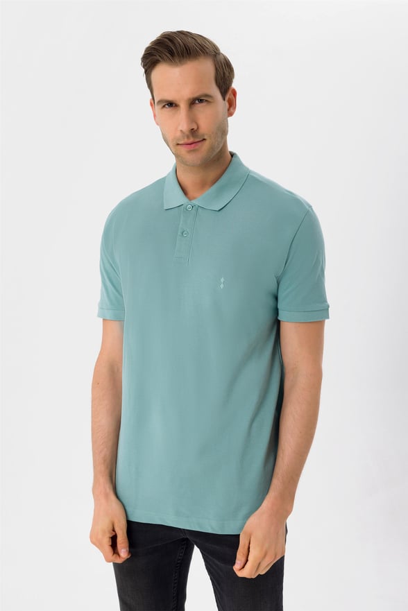 Haki Regular Armürlü Polo Yaka  Tişört