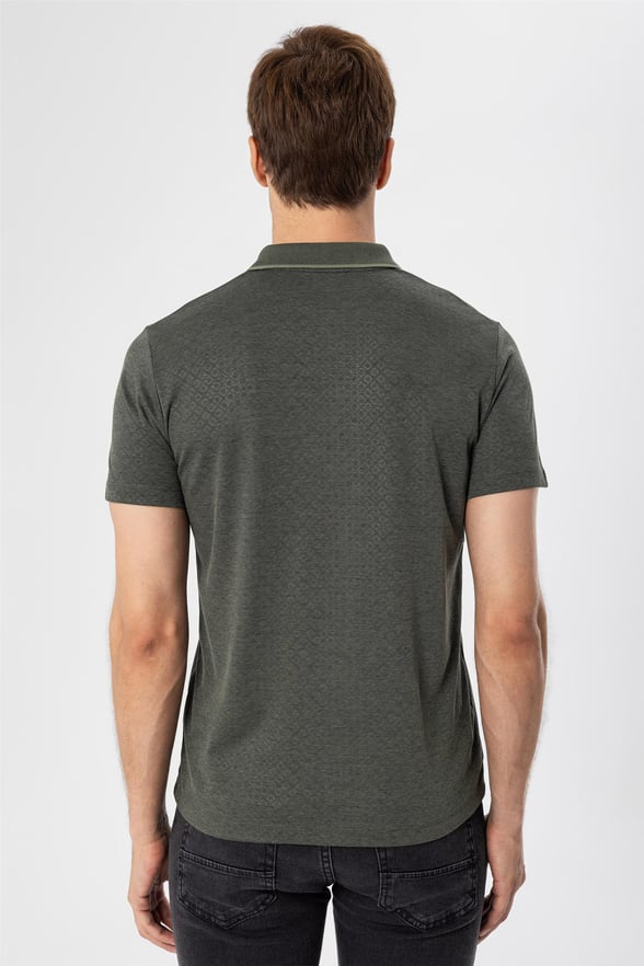 Haki Regular Armürlü Polo Yaka  Tişört