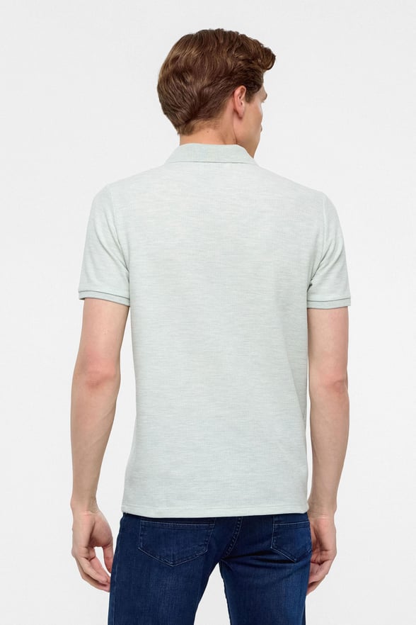 Haki Regular Armürlü Polo Yaka Tişört