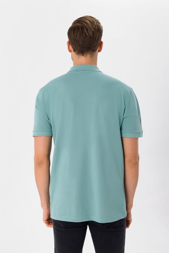 Haki Regular Armürlü Polo Yaka  Tişört