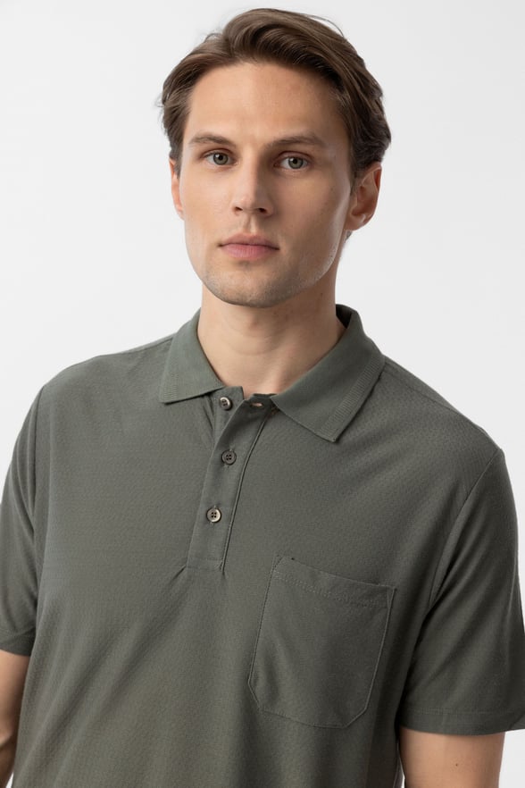Haki Regular Armürlü Polo Yaka Tişört