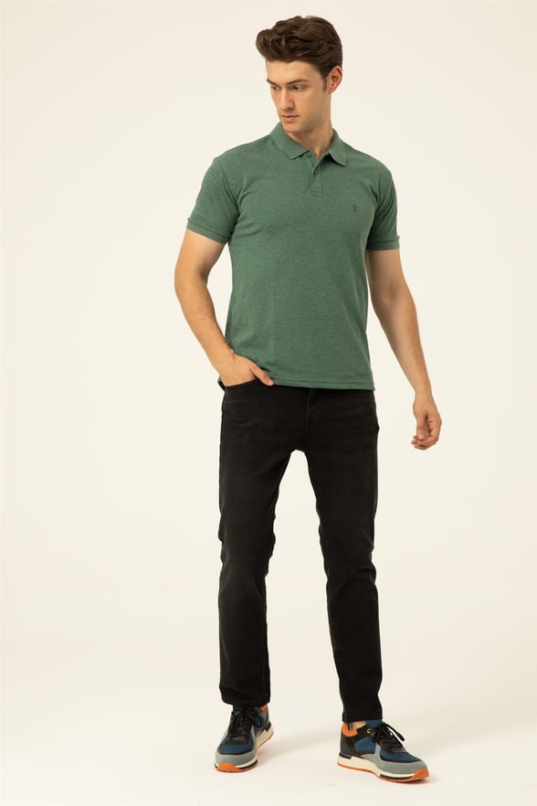 Haki Regular Armürlü Polo Yaka  Tişört