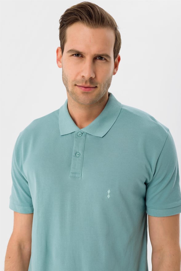 Haki Regular Armürlü Polo Yaka  Tişört