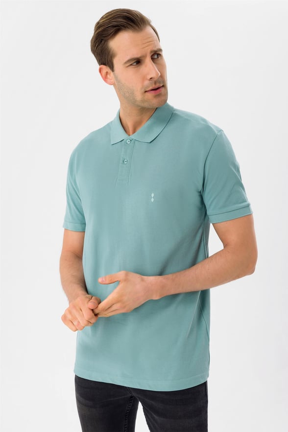 Haki Regular Armürlü Polo Yaka  Tişört
