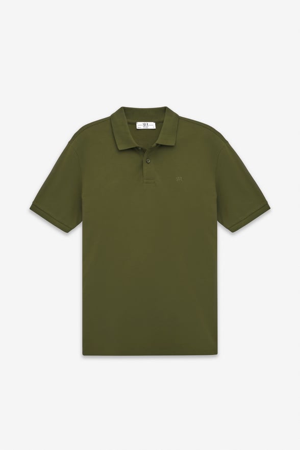 Haki Regular Düz Baskısız Pike Düğmeli Polo Yaka Standart Tişört