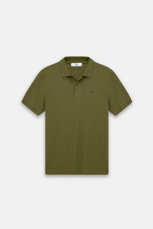 Haki Regular Düz Baskısız Pike Düğmeli Polo Yaka Tişört