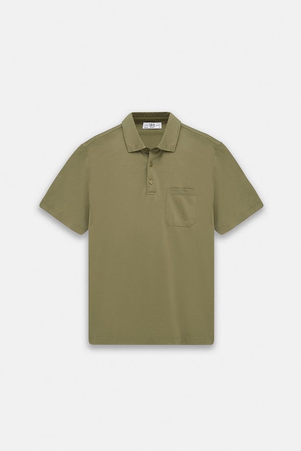 Haki Regular Düz Baskısız Süprem Düğmeli Polo Yaka Standart Tişört