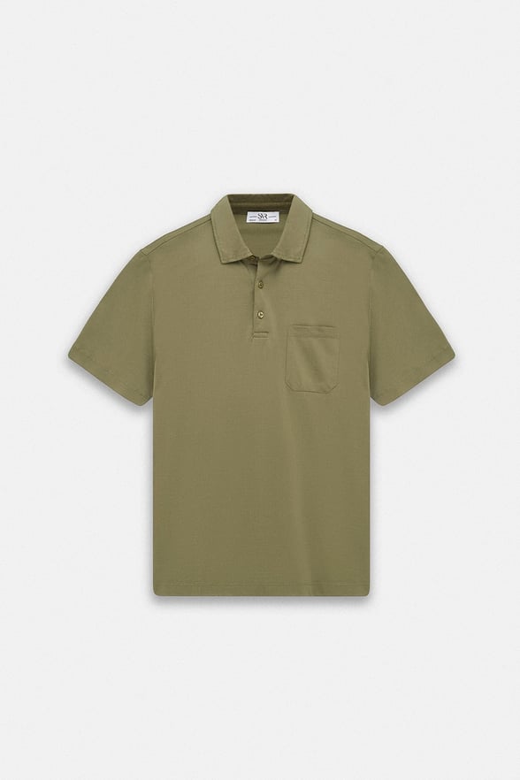Haki Regular Düz Baskısız Süprem Düğmeli Polo Yaka Standart Tişört