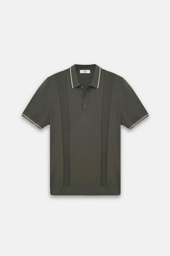 Haki Regular Düz Triko Düğmeli Polo Yaka Triko Tişört
