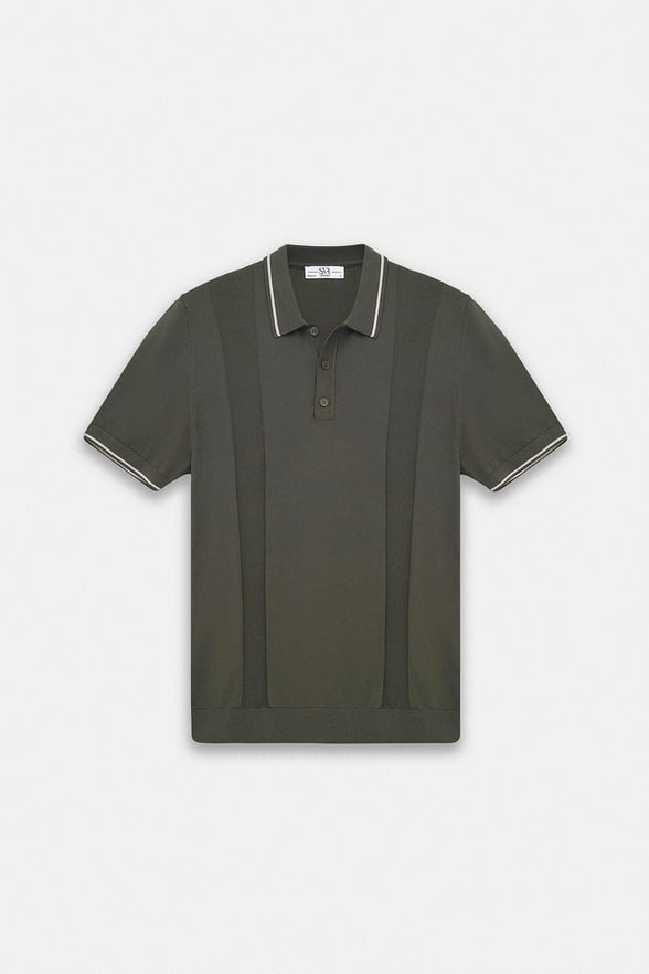 Haki Regular Düz Triko Düğmeli Polo Yaka Triko Tişört