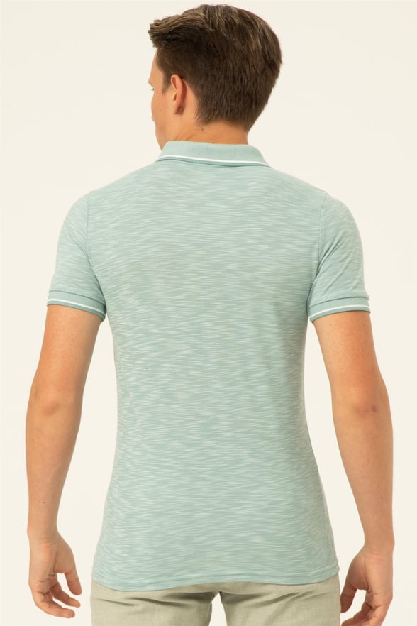 Haki Slim Armürlü Polo Yaka  Tişört