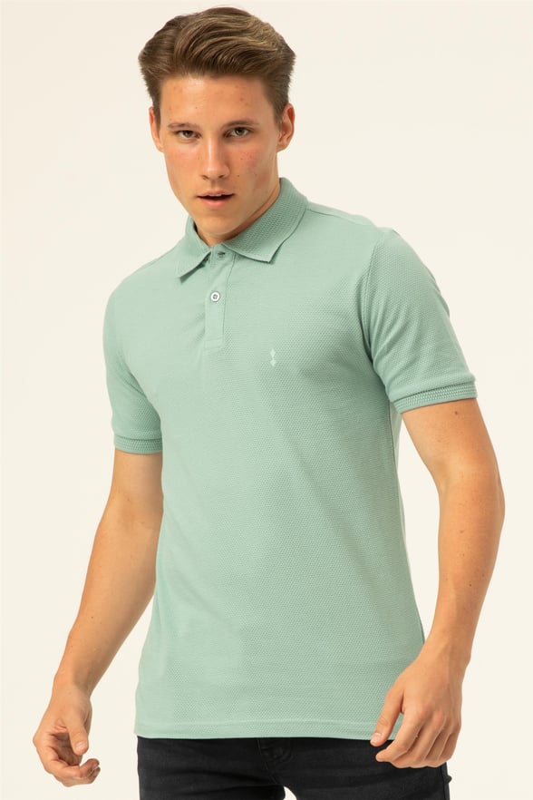 Haki Slim Armürlü Polo Yaka  Tişört