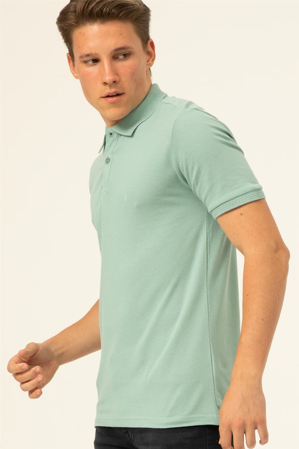 Haki Slim Armürlü Polo Yaka  Tişört