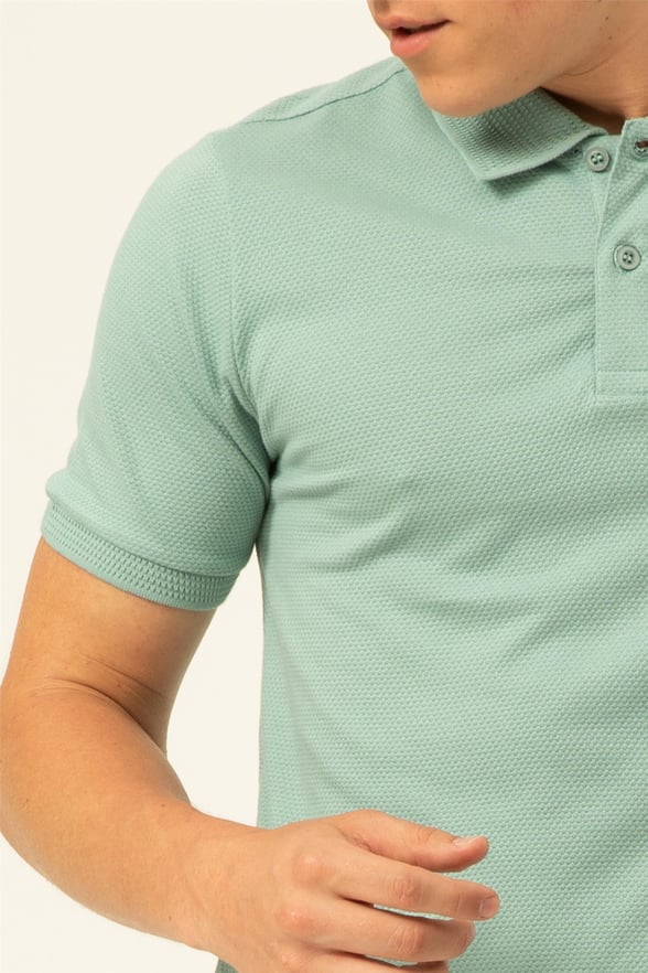 Haki Slim Armürlü Polo Yaka  Tişört