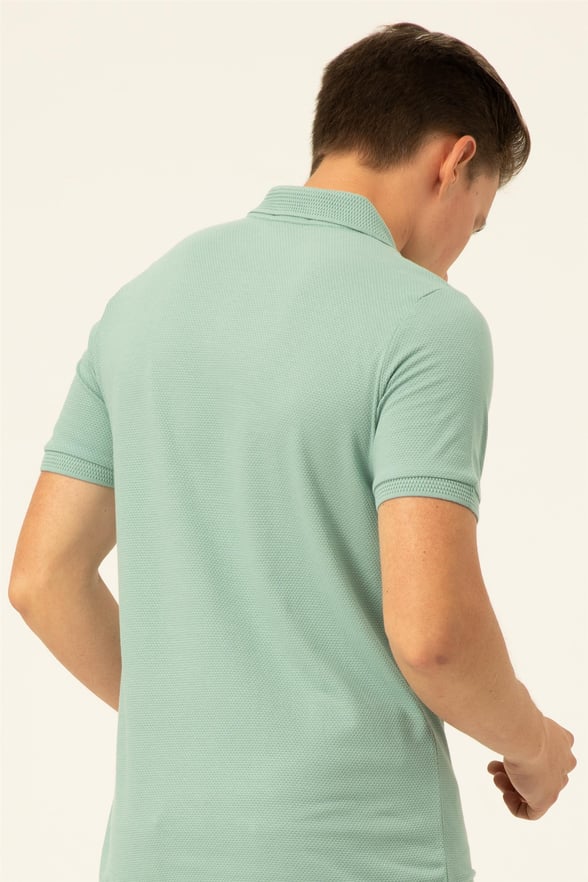 Haki Slim Armürlü Polo Yaka  Tişört