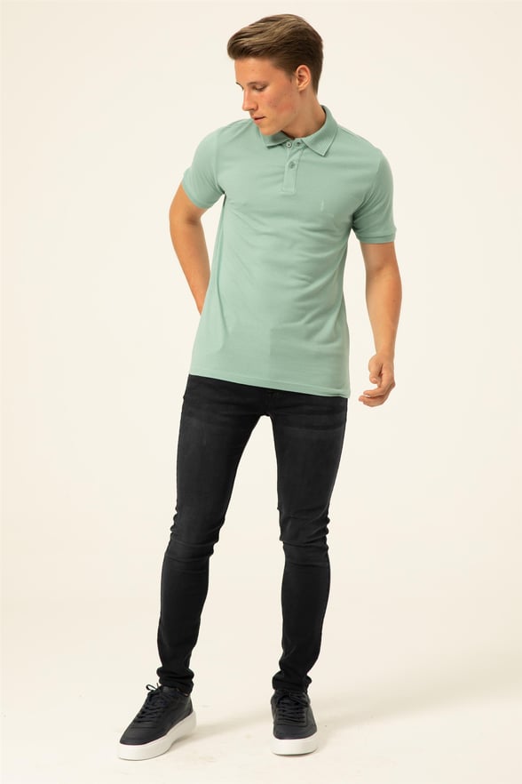 Haki Slim Armürlü Polo Yaka  Tişört