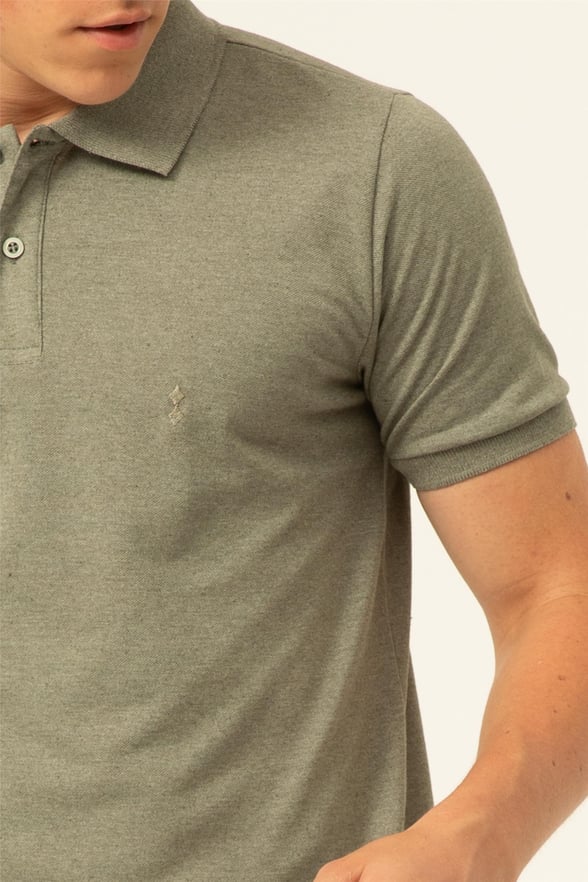 Haki Slim Armürlü Polo Yaka  Tişört