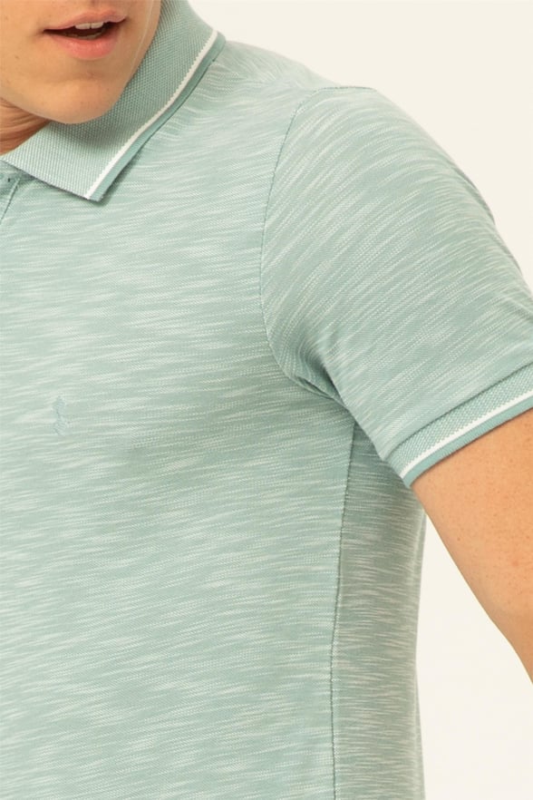 Haki Slim Armürlü Polo Yaka  Tişört