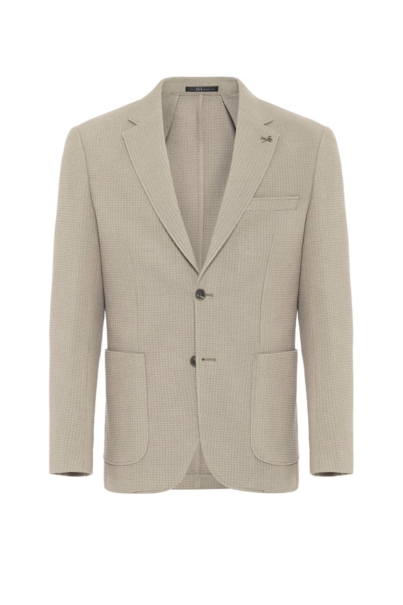 Haki Slim Fit Desenli Mono Yaka 6 Drop Ceket