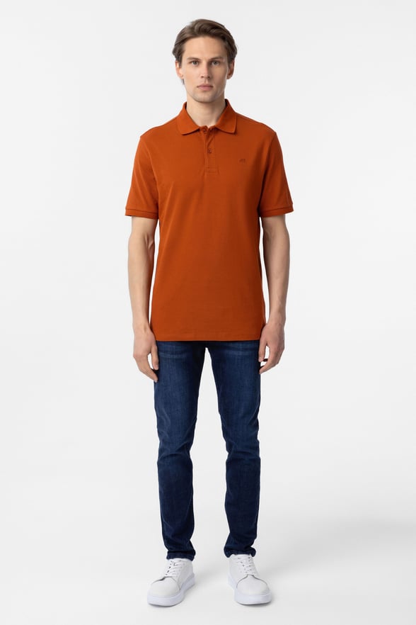 Kiremit Regular Düz Polo Yaka Tişört