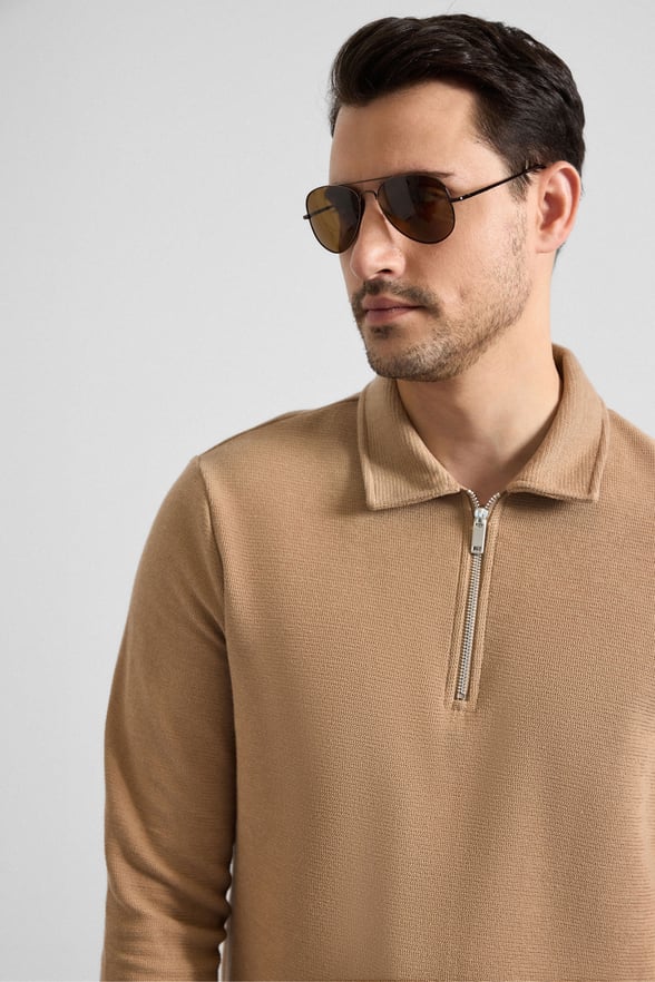 Kiremit Regular Düz Yarım Balıkçı Yaka Sweatshirt