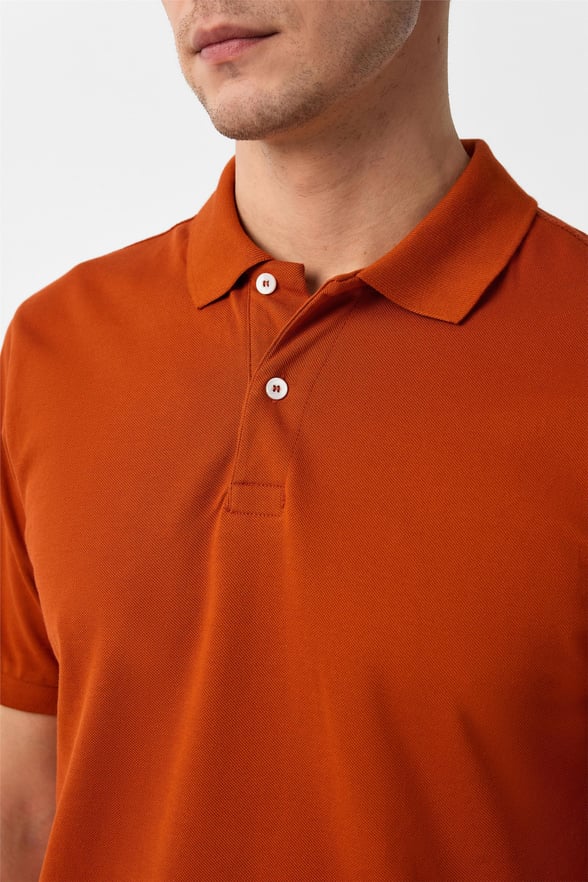 Kiremit Slim Armürlü Polo Yaka Tişört
