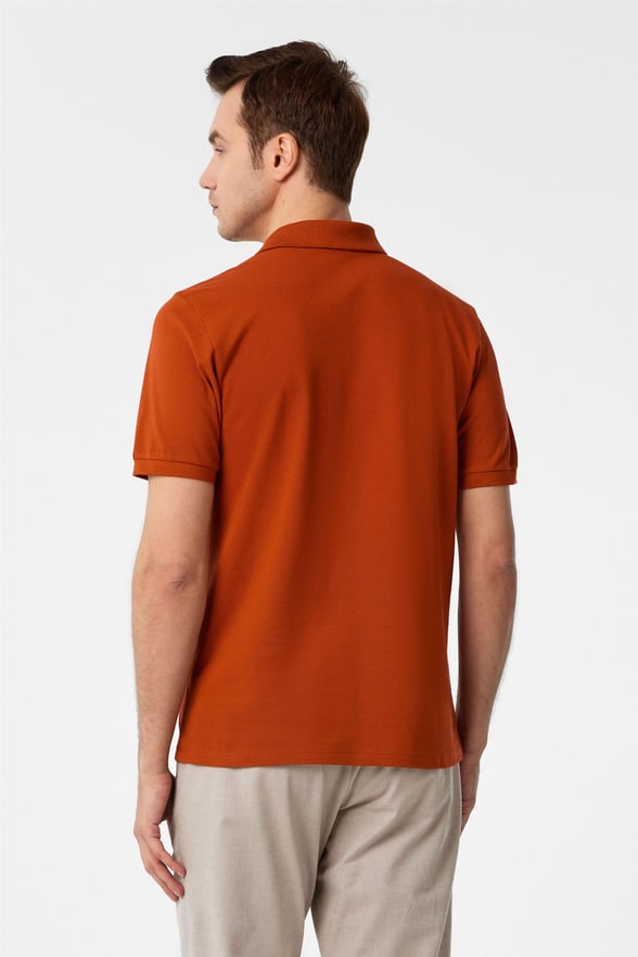 Kiremit Slim Armürlü Polo Yaka Tişört