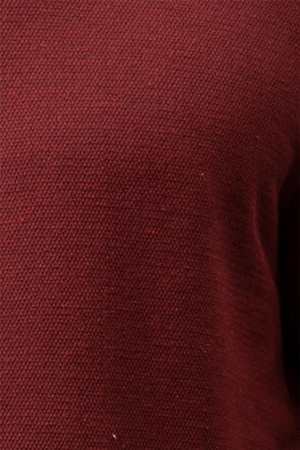 Koyu Bordo Regular Armürlü O Yaka  Sweatshirt