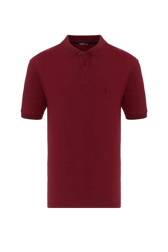 Koyu Bordo Regular Armürlü Polo Yaka  Tişört