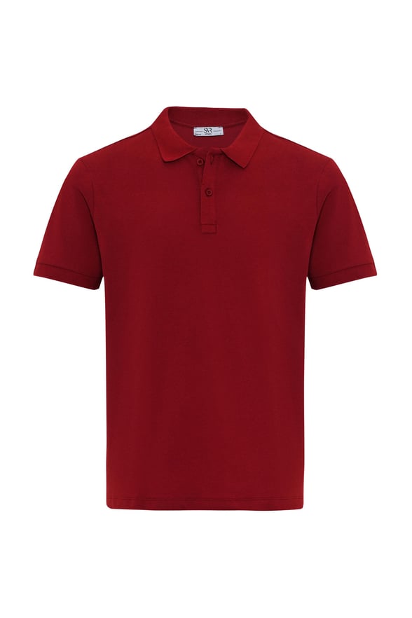 Koyu Bordo Regular Armürlü Polo Yaka Tişört