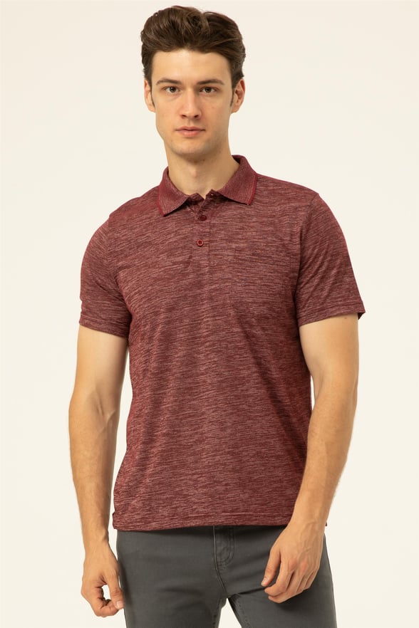 Koyu Bordo Regular Armürlü Polo Yaka  Tişört