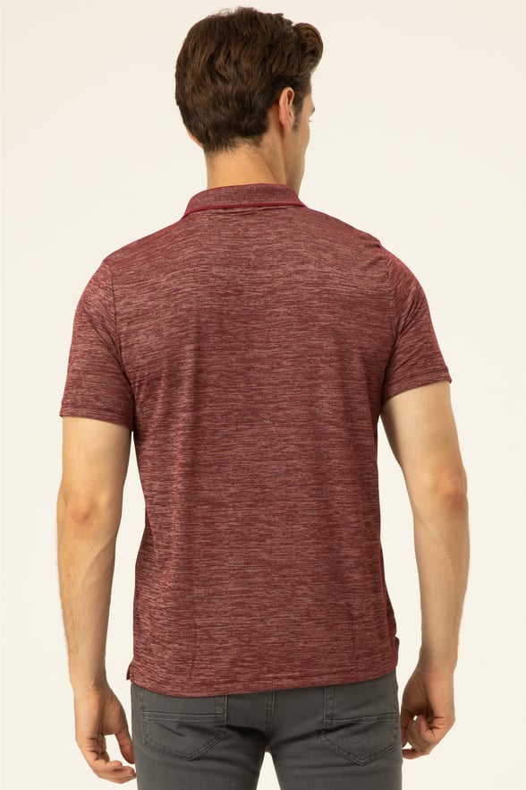Koyu Bordo Regular Armürlü Polo Yaka  Tişört