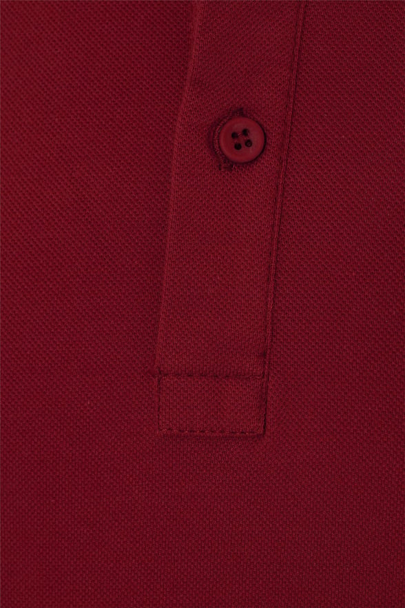Koyu Bordo Regular Armürlü Polo Yaka Tişört